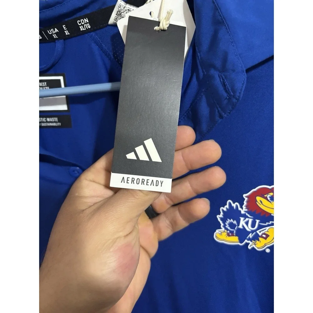 adidas NCAA Royal Kansas Jayhawks Under the Lights New W/tags AEROREADY‎ Polo XL